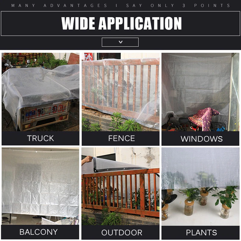 Cheap Goat Tents 0.33mm PE White Mesh Rainproof Cloth Garden Plants Shed Boat Truck Cover Tarpaulin Camping Tent Yard Balcony Waterproof Canopy   